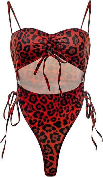 Rana One Piece - Red Leopard Print